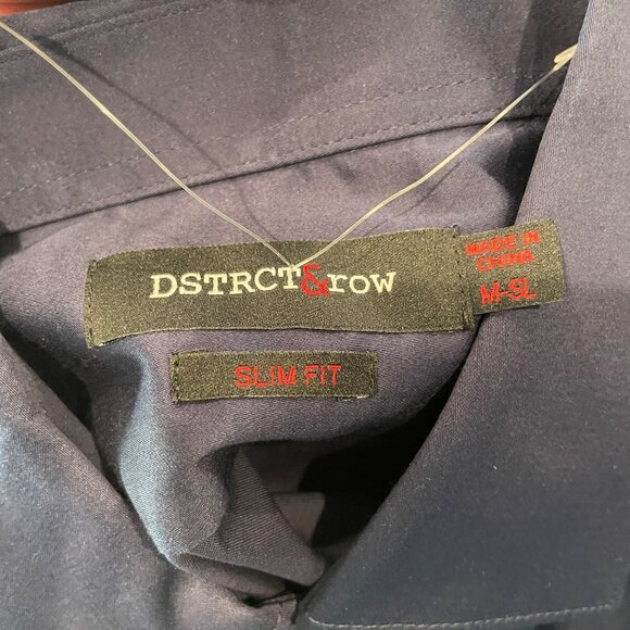 NWT Dstrct & Row Men's Sz M Slim Fit Dress Shirt Navy Blue Stretch Stitch Fix - Picture 2 of 9